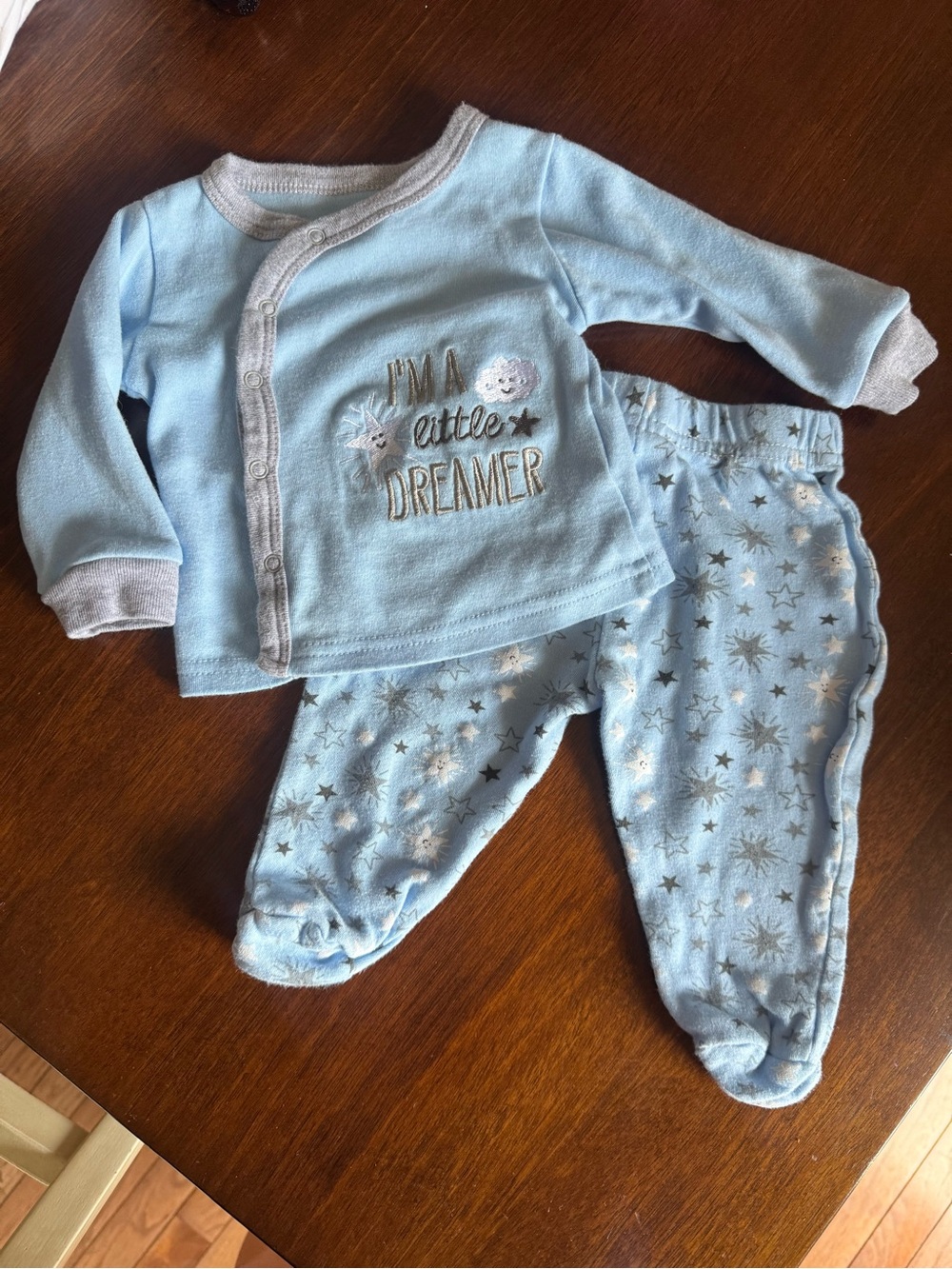 Light Blue 'I'm a Little Dreamer' Baby Pajama Set
